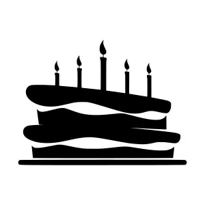 Black Birthday Cake Silhouette Icon