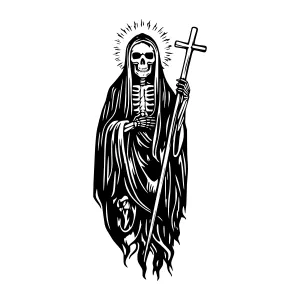 Vintage Skeleton Reaper Illustration