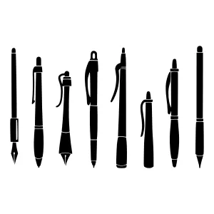 Black Pen Silhouettes - Set of Writing Tools