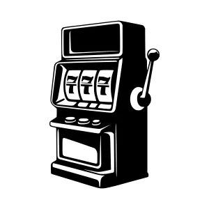 Vintage Slot Machine Illustration - Black & White