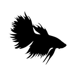 Black Silhouette Betta Fish Vector Illustration