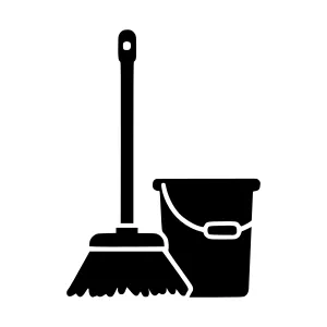 Cleaning Tools Icon - Broom & Bucket