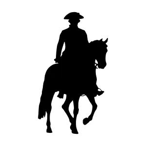 Silhouette Rider on Horse - Black Outline
