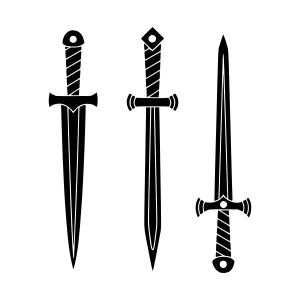 Black Silhouette Swords - Vector Illustration