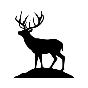 Silhouette Deer on Hill - Black Outline Vector
