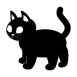 Cute Black Cat Silhouette Vector Illustration