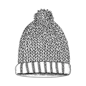 Hand-Drawn Knit Beanie Hat Illustration