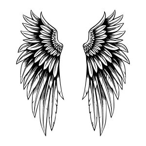 Black & White Angel Wings Illustration