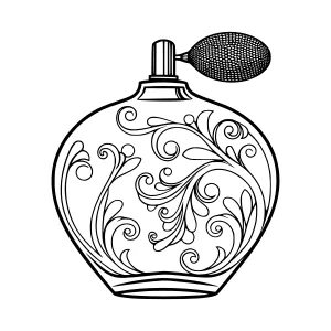 Elegant Perfume Bottle Illustration - Black & White