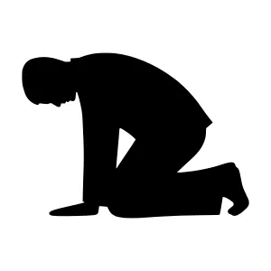 Silhouette Businessman Kneeling - Vector Graphic