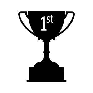Black Trophy Icon - 1st Place Award Vector
