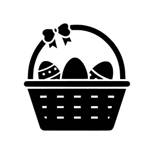 Black Easter Basket Icon - Vector Illustration