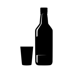 Bottle and Glass Silhouette - Alcohol Illustration