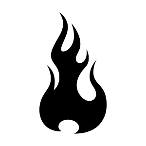 Flame Icon - Black Silhouette Vector