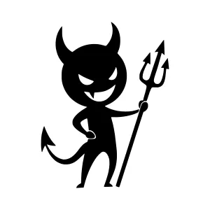 Cute Devil Cartoon Character with Trident