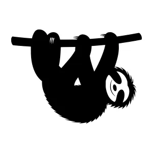 Silhouette Sloth Hanging - Vector Graphic