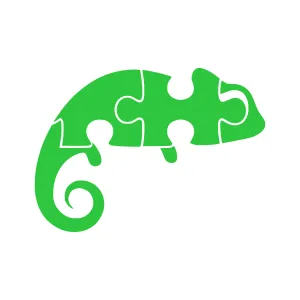 Chameleon Puzzle Icon - Green Vector Illustration