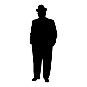 Silhouette Man in Suit and Hat
