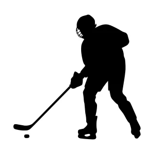 Hockey Silhouette - Black on White