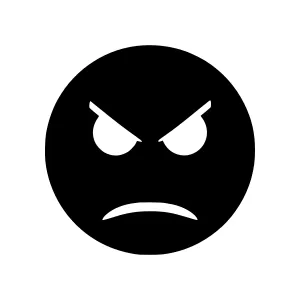 Angry Face Icon - Black Outline