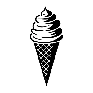Black & White Ice Cream Cone Vector Illustration