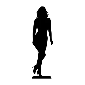 Silhouette Woman Walking - Black Outline