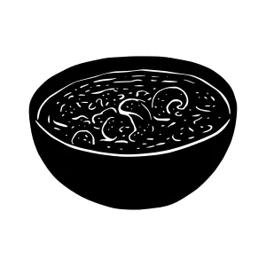 Black & White Bowl of Soup Illustration