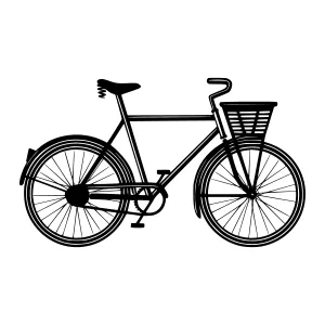 Vintage Bicycle Illustration - Black Silhouette
