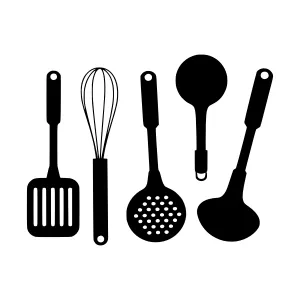 Black Kitchen Utensil Icons - Minimalist Vector