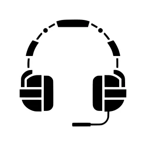 Black Headset Icon - Vector Illustration