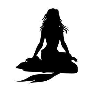 Silhouette Mermaid Sitting on Seashore