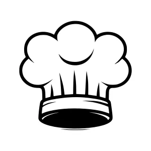 Chef Hat Icon - Black & White Vector Illustration