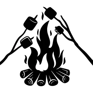 Silhouette Campfire with Marshmallows