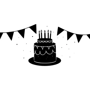 Black Cake Birthday Illustration