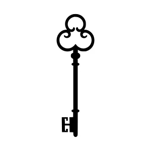 Vintage Key Silhouette on White Background