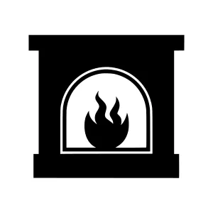 Fireplace Icon - Black Silhouette