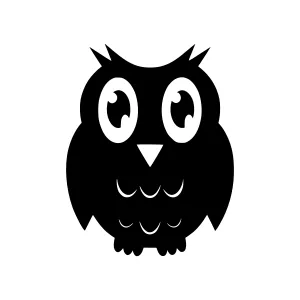 Cute Black Owl Silhouette Icon