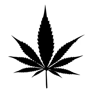 Black Cannabis Leaf Silhouette