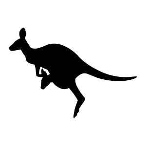 Silhouette Kangaroo Jumping - Black Outline