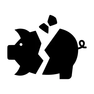 Broken Piggy Bank Icon - Financial Loss Symbol