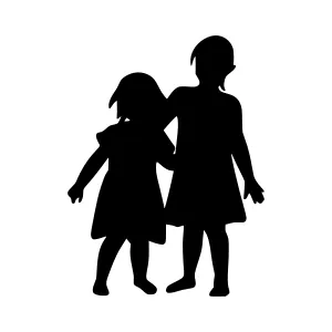 Silhouette Children Holding Hands - Simple Vector