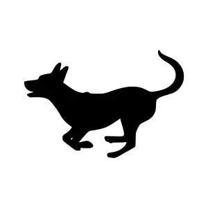 Silhouette Dog Running - Black Outline Vector