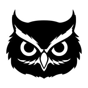 Black Silhouette Owl Head Graphic