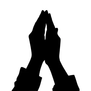 Hands in Prayer Silhouette - Black on White