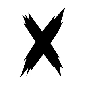 Black X Icon - Sharp Diagonal Cross