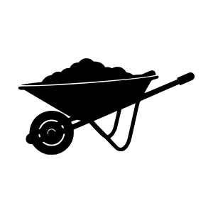 Silhouette Wheelbarrow with Soil - Vector Icon