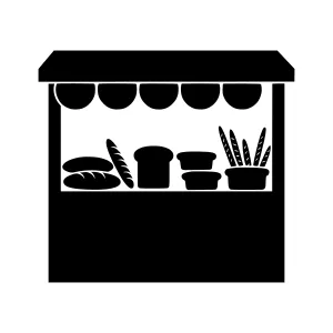 Black Bakery Stall Icon - Vector Illustration