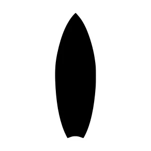 Black Surfboard Silhouette Vector Icon