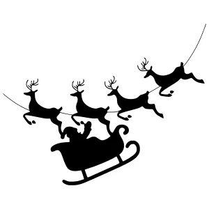 Silhouette Santa & Reindeer Flying