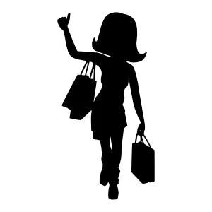 Silhouette Shopping Woman - Thumbs Up